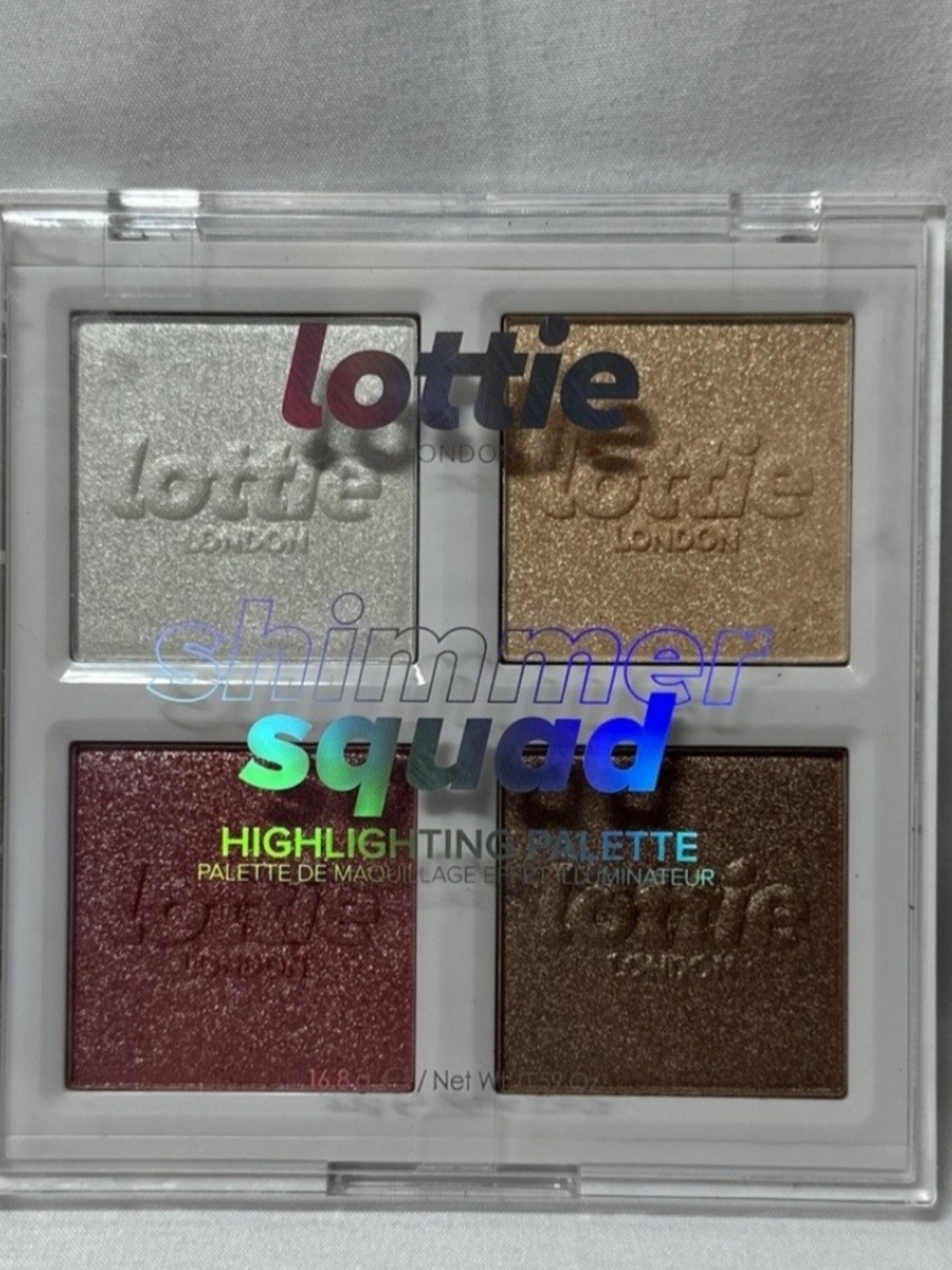 Lottie London Shimmer Squad Highlighting Palette — Gold, Silver, Rose, Bronze